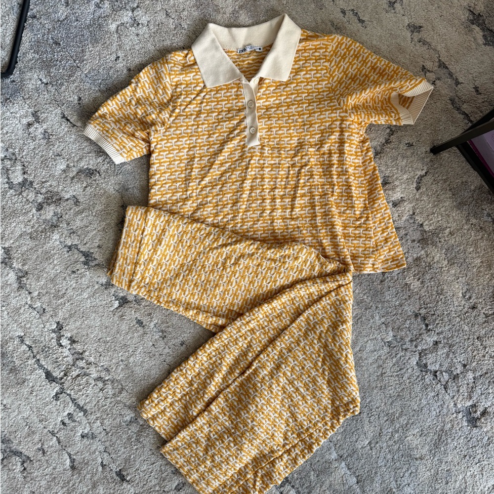 Zara Yellow Polo & Pants Set